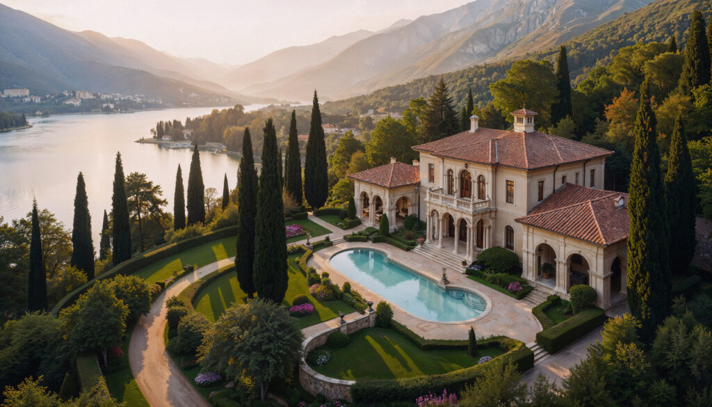 luxury villa by lake